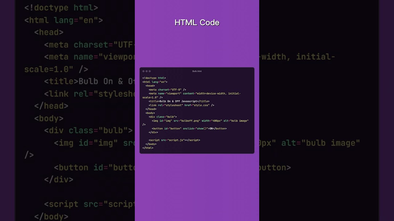 Bulb on off Javascript Project #coding #html #css #javascript #webdevelopment #viral