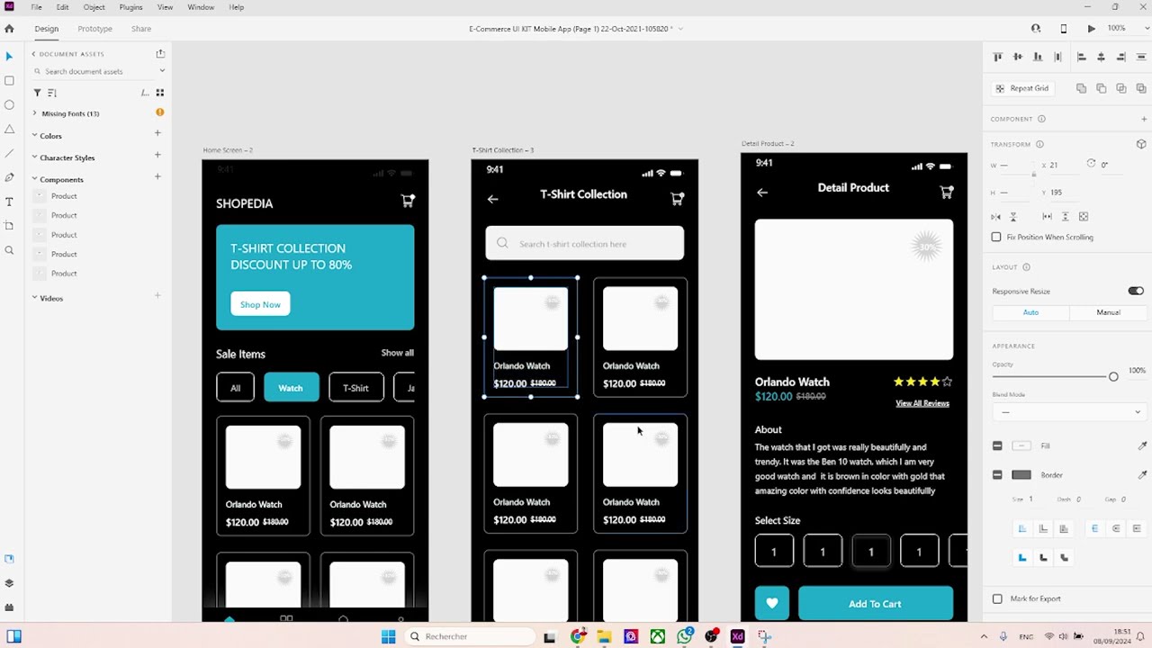 UI/UX design with adobe xd application mobile for store e-commerce : part 23 dark mode navigation